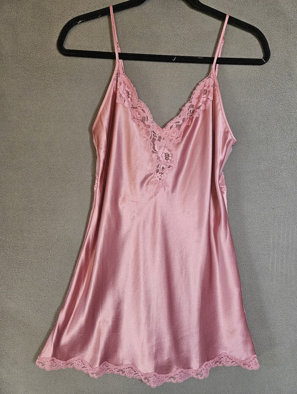 Victoria Secret Womens Small Slip Babydoll Maeve 100% Silk Vneck Lace Nightgown